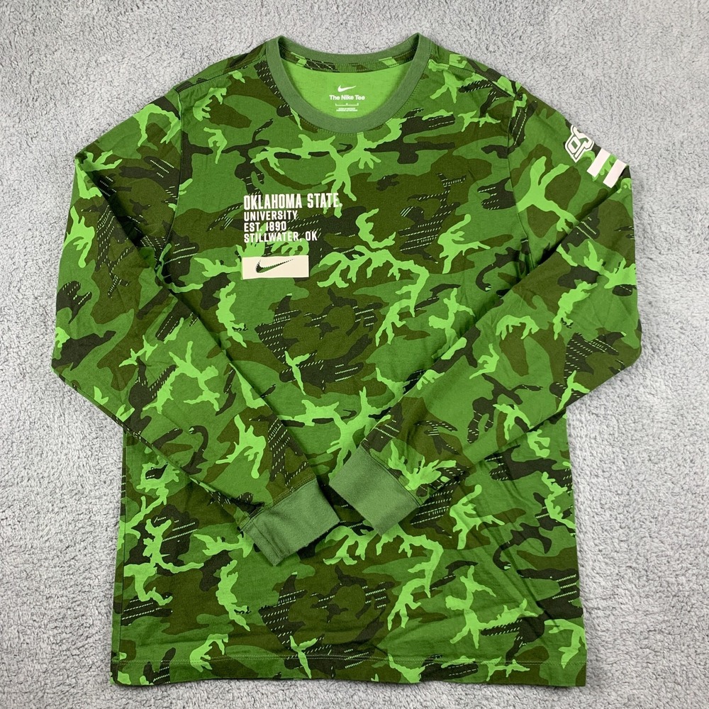 Oklahoma State Cowboys Shirt Mens Large Green Camo Nike Tee OSU Stillwater